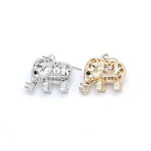 Elephant Dangle Earrings Gold Silver Filigree Boho Statement